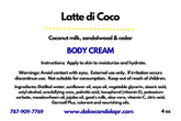 Latte di Coco Body Cream 4 oz