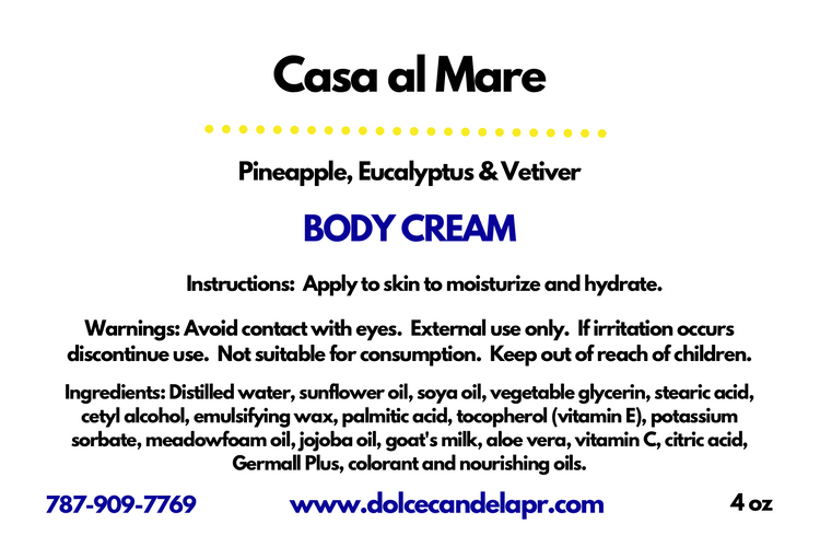 Casa al Mare Body Cream 4 oz