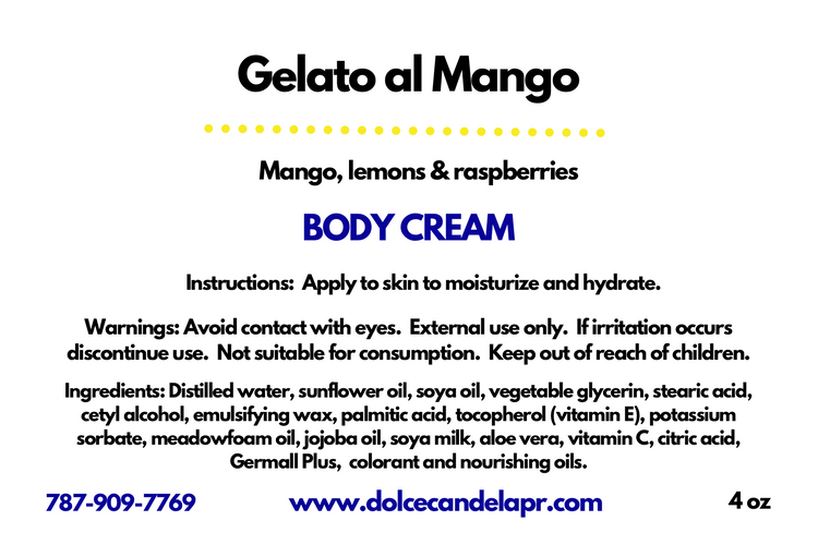 Gelato al Mango Body Cream 4 oz